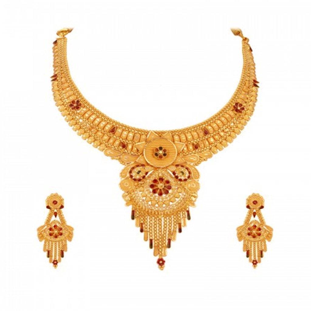 22Kt Gold Necklace Set With Hallmarked