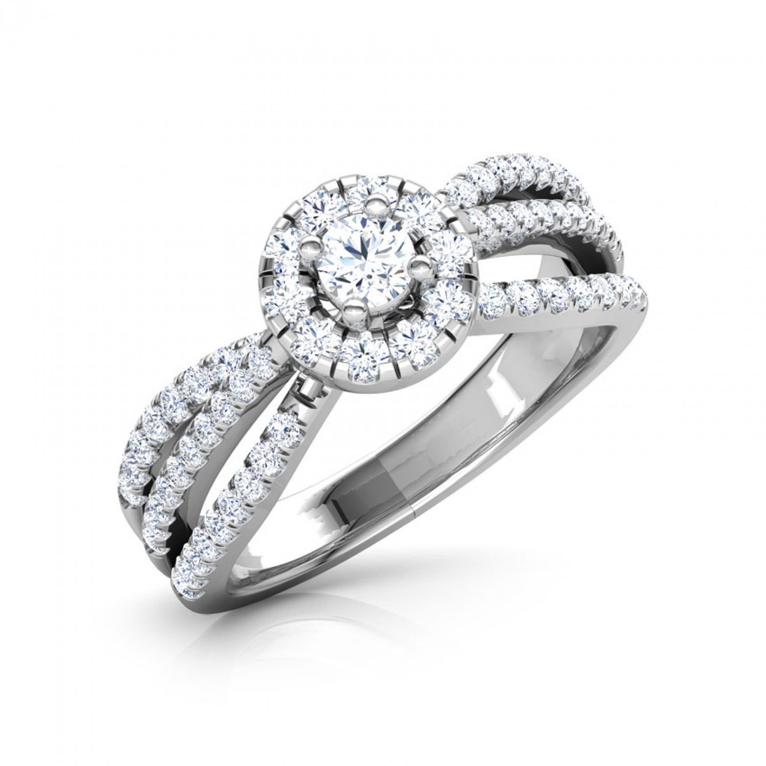 Foliate Spiral Solitaire Diamond Ring